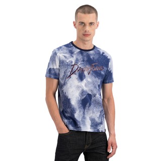 เสื้อยืดใหม่ 2022DAVIE JONES เสื้อยืดมัดย้อม พิมพ์ลาย สีน้ำเงิน Tie-dye Print T-Shirt in blue WA0059WHL XL  XXL 3XL