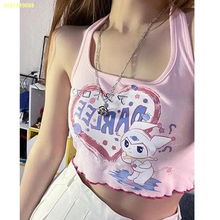 Hot sale 🍹📷เสื้อกั๊กสั้นลายรักญี่ปุ่นแบบใหม่ของผู้หญิงที่มีท็อปส์ซูหวานและเผ็ดด้านนอก
