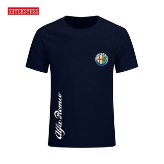 คอลูกเรือเสื้อยืดคอกลมGILDAN [พร้อมส่ง] เสื้อยืด ผ้าฝ้ายแท้ พิมพ์ลายโลโก้ Alfa Romeo กางเกงขาสั้น ใส่สบายผ้าฝ้ายแท้