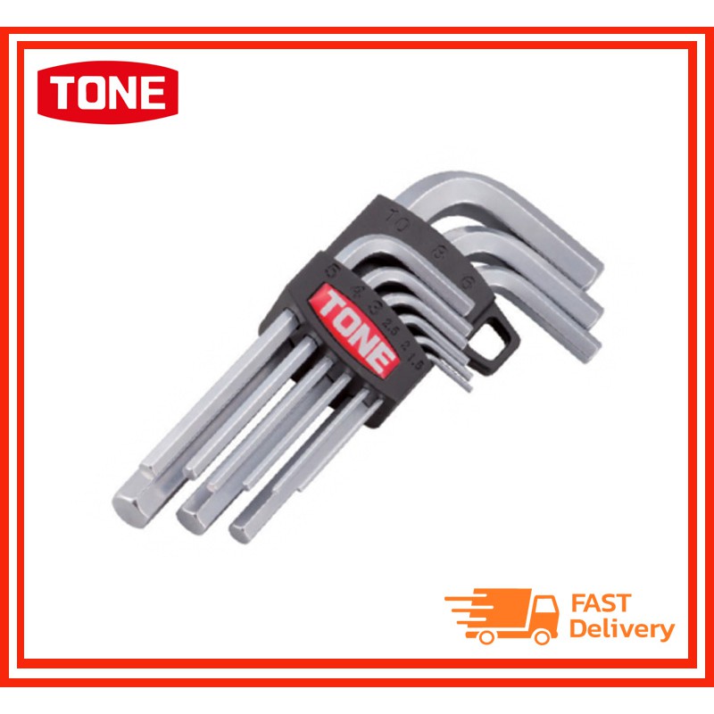 Tone Hex Key Wrench L-Type ประแจแอล ชุดประแจแอลหกเหลี่ยม (สั้น) 9 ชิ้น AS900 (รุ่นแข็งพิเศษ)
