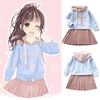 🔥🔥🔥Girls Dress  New Fashion Casual Dress สีฟ้า เดรสการ์ตูนเกาหลี กระโปรงระบาย ใส่สบาย