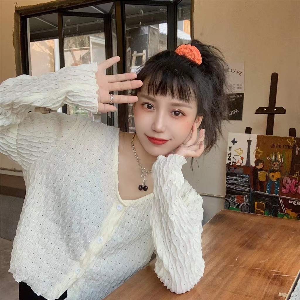 Lune_Grace 8k12# เสื้อคลุมแขนยาวกันแดด ซีทรูเบาๆใส่สบาย สไตล์เกาหล์จับแมทซ์ได้ทุกลุค ใส่คลุมไปทะเลก็