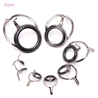 Super 8Pcs 6# - 30# Stainless Steel Eye Rings Fishing Rod Guides Tips Line Repair Kit