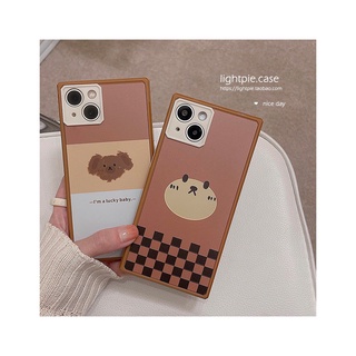 เคส สำหรับ ไอโฟน เคสซิลิโคน สินค้าพร้อมส่งจากไทย สำหรับ iPhone 13 12 11 Pro max เหลี่ยมหมีน้ำตาล TPU-R1651 เหลี่ยมหมาน้