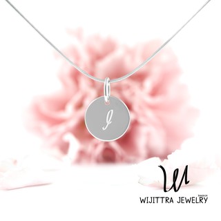 จี้เงิน I Tag |  Wijittra Jewelry | จี้เงินแท้ ตัวอักษร I สร้อยเงินแท้ จี้ 925 ชุบทองคำขาว 18"