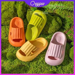 Oeggeo shop รองเท้าแตะ พื้นหนา กันน้ํา สีพื้น สําหรับเด็ก ใส่ในบ้าน นอกบ้าน