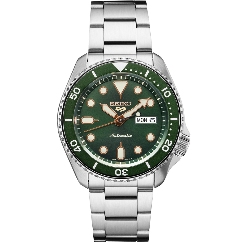 SEIKO 5 SPORTS AUTOMATIC นาฬิกาข้อมือผู้ชาย สายสแตนเลส รุ่น SRPD63K1 (หน้าปัดเขียว)