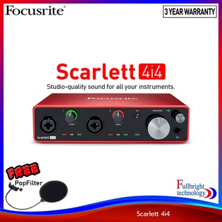 Focusrite Scarlett 4i4 (Gen3) USB Audio Interface ออดิโออินเตอร์เฟส เจนใหม่ล่าสุด เจนเนอเรชั่น 3 รับประกันศูนย์ไทย 3 ปี แถมฟรี! Pop Filter