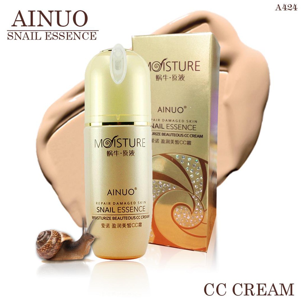 รองพื้นเมือกหอยทาก Ainuo Snail essence moisturize beauteous CC cream 40ml.
