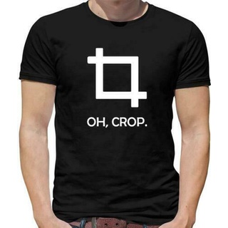 Oh Crop Edit เสื้อยืดลําลองสําหรับผู้ชาย แขนสั้น คอกลม เหมาะกับการถ่ายภาพเสื้อยืด เสื้อวินเทจผญ