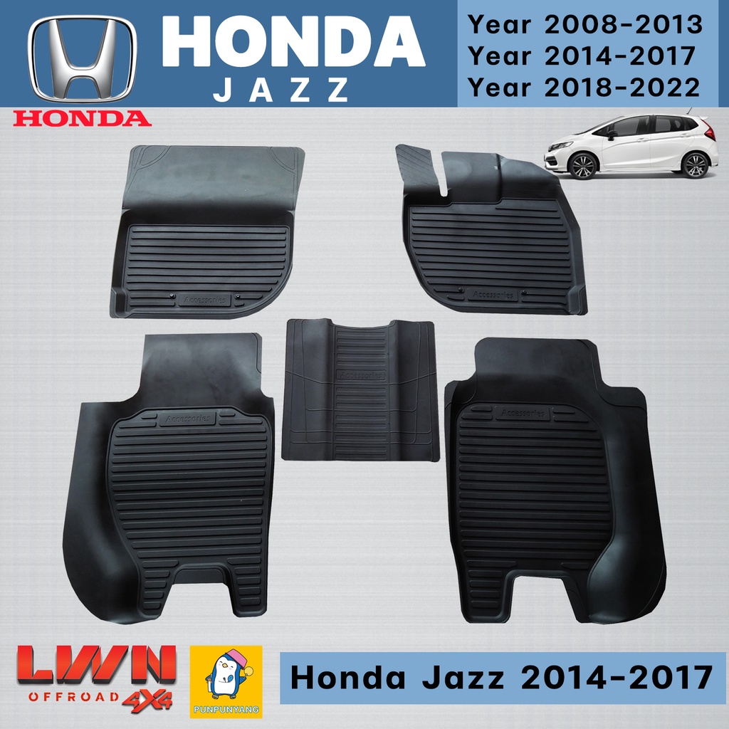 ผ้ายางปูพื้นรถเข้ารูปเกรด Premium HONDA JAZZ 2014-2017 เข้าชุด ขอบยกสูงกันน้ำหก มีรับประกันทุกชิ้น ยกทำความสะอาดง่าย