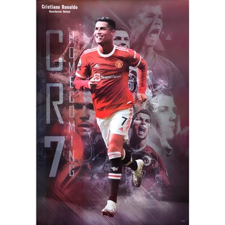 โปสเตอร์ นักฟุตบอล Cristiano Ronaldo 2022 POSTER 24”x35” นิ้ว Manchester United CR7 Football