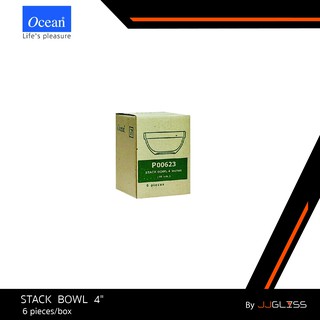 JJGLASS - (Ocean) P00623 Stack Bowl 4 [1กล่อง (6ใบ)] -  ชามแก้ว  เนื้อใส เหมาะสมหรับให้อาหารและของกินเล่น บรรจุ 6 ใบ