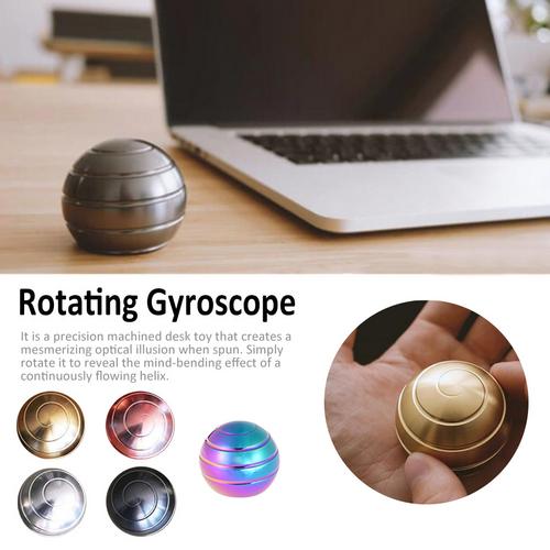 Laideyilan Desk Toy Desktop Decompression Rotating Spherical Gyroscope Kinetic Desk Toy Optical Illusion Flowing Finger Toy for Adult 