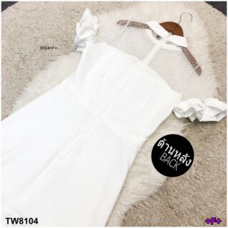Dress ชุดเดรสแขนระบาย อกแต่งซีทรูลายจุด