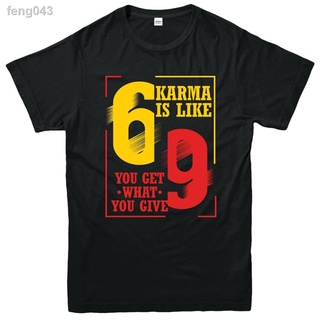 ○Karma Is Like 69, คุณได้รับสิ่งที่คุณให้ Om สมาธิตลก Gif เสื้อแขนสั้นผู้ชาย T เสื้อสบายๆหลวมแฟชั่นพิมพ์ versi เกาหลี le