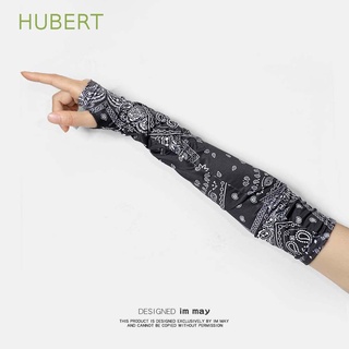 Hubert ถุงมือแขนยาว ผ้าเรยอน พิมพ์ลายเม็ดมะม่วงหิมพานต์ กันแดด ยืดหยุ่น ให้ความอบอุ่น สีดํา เหมาะกับฤดูร้อน สําหรับขี่จักรยาน เล่นกีฬากลางแจ้ง