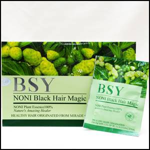 3 ซอง ของแท้ BSY NONI Black Hair Magic แชมพูปิดผมขาวสีดำสมุนไพรแท้ 100% สีดำธรรมชาติ แชมพูลูกยอ