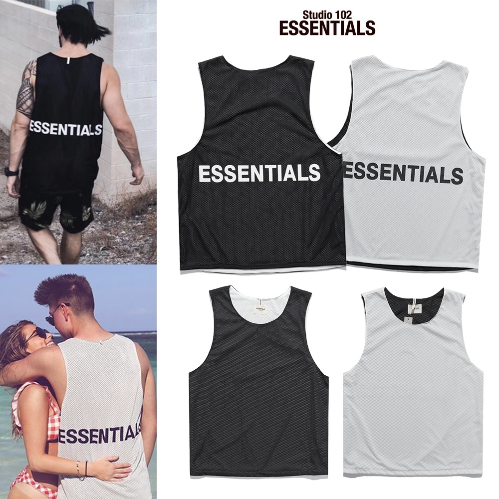 Fear OF GOD FOG ESSENTIALS เสื้อกล้าม แขนกุด ผ้าตาข่าย ย้อนกลับได้