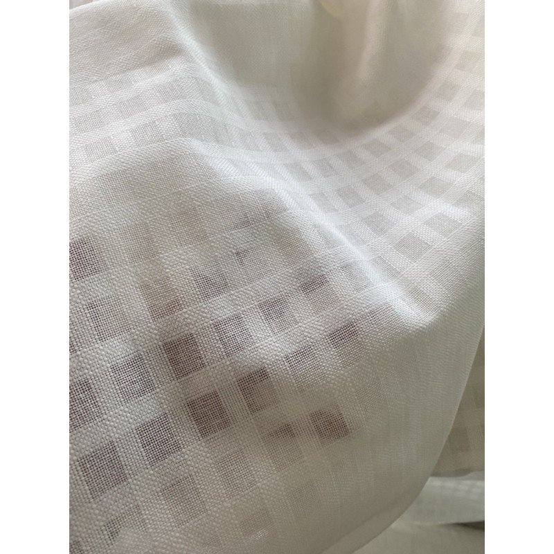 แนะนำ ผ้าม่าน ผ้าม่านผ้าฝ้ายมินิมอล สีขาว ลายตารางดั้งเดิม แบบไม่มีเชิง ขนาด110x100cm เล็กกระทัดรัดกำลังดี TTS100 ราคาพิเศษ มีเก็บเงินปลายทาง