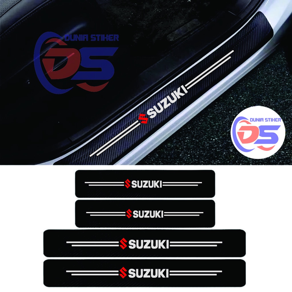 4 ชิ้น 3D สติ๊กเกอร์คาร์บอน Suzuki Carbon สติ๊กเกอร์ Suzuki Door Step สติ๊กเกอร์นิรภัย Suzuki Ertiga