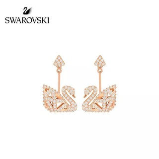 Swarovskiสวารอฟส FACET SWANต่างหูหงส์กลวงสองด้านยุโรปและอเมริกาบุคลิกภาพต่างหูแขวนหญิงส่งแฟน5358058