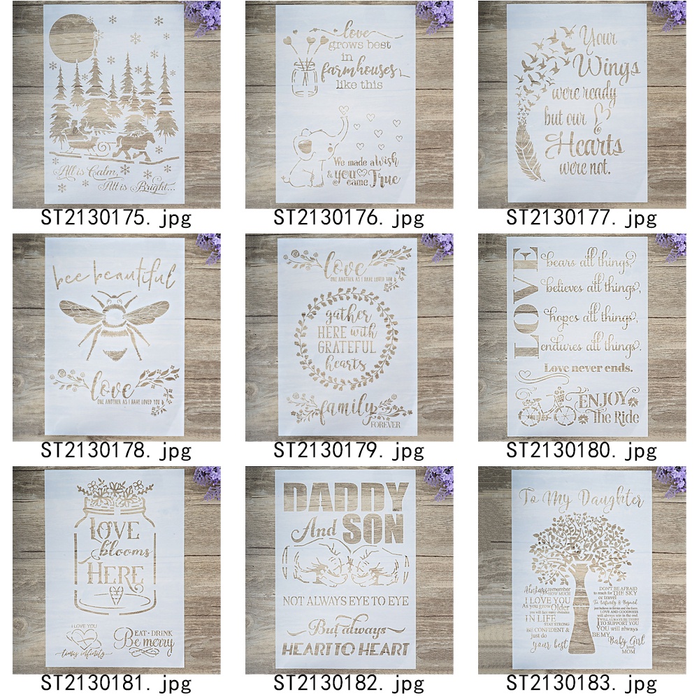แผ่นแม่แบบฉลุลาย ขนาด A4 DIY สําหรับตกแต่งสมุด อัลบั้ม การ์ด ผนัง