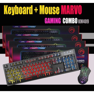 KEYBOARD AND MOUSE MARVO รุ่น KM409 / สีรุ้งGaming Combo