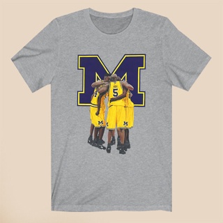 คอลูกเรือเสื้อยืด พิมพ์ลาย The Fab Five 5 Michigan Basketball Icon สีเทา สําหรับผู้ชายS-5XL