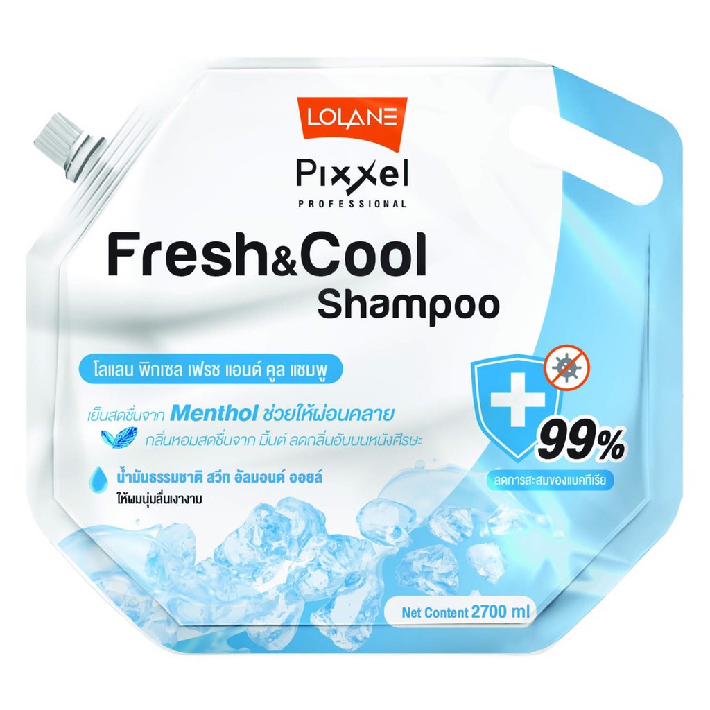 lolane แชมพู Fresh & Cool shampoo ลดกลิ่นอับ 2700cc แชมพูกิโล แชมพูแกลลอน