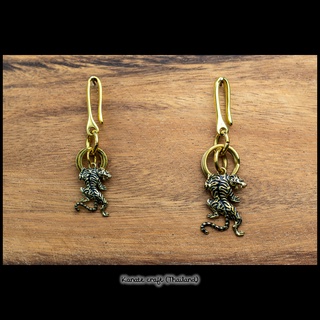 ชุดพวงกุญแจทองเหลือง Styleญี่ปุ่น พร้อมจี้ประดับรูปเสือทอง สายมู-Craft งานหล่อในประเทศไทย เป็นของขวัญความหมายดี-No.03