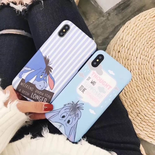 อียอลายทาง อียอพื้นฟ้า  iPhone 6/6s/6+/6s+/7/7+/8/8+/X   เคส tpu นิ่ม ผิวด้าน