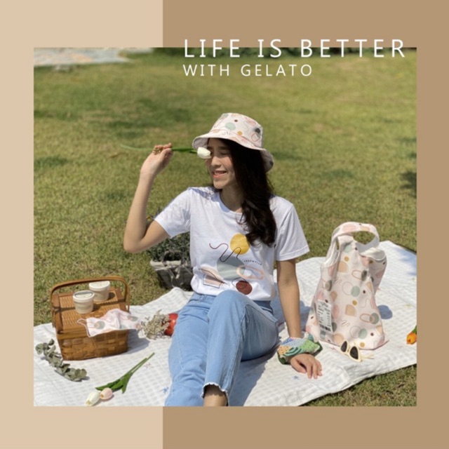 GELATO DUO SET: Bucket Hat/ Grocery Bag/ T-Shirt