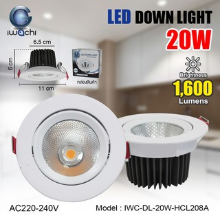 โคมดาวไลท์ LED COB 20วัตต์ ฝังฝ้าเพดาน ปรับหน้าได้