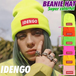 พร้อมส่ง!!! หมวกไหมพรมสีพื้นปัก ลาย IDENGO สีจี๊ดจ๊าด หมวกกันหนาว ใส่ไปเที่ยวในฤดูหนาว Beanie Hat