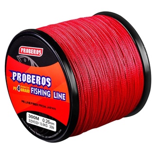 1-2วัน(ส่งไว ราคาส่ง)300เมตร สาย PE ถัก 4 สีแดงเหนียวทนยาว Fishing line wire Proberos Pro Beros – RED [Super Thailand]