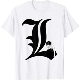 เสื้อยืดผ้าฝ้ายพรีเมี่ยม เสื้อยืด พิมพ์ลาย Death Note L Symbol