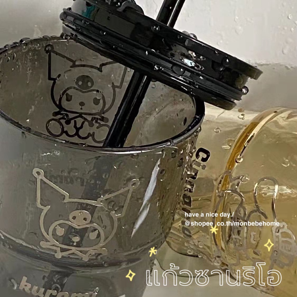แก้วซานริโอ มีฝาปิด แก้วกาแฟ พร้อมหลอด ขนาด420มล จำนวนจำกัด พร้อมส่ง！