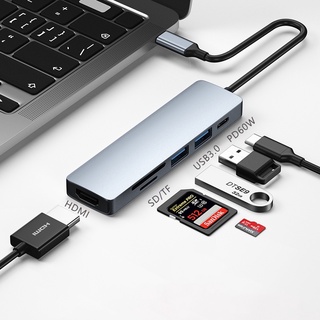 จัดส่งจากกรุงเทพฮับ USB usb hub 3 0 อะแดปเตอร์ฮับ USB-C เป็น HDMI VGA USB 3.0 Type C HDMI+USB3.0/2.0+SD / TF+PD60W+RJ45 #8