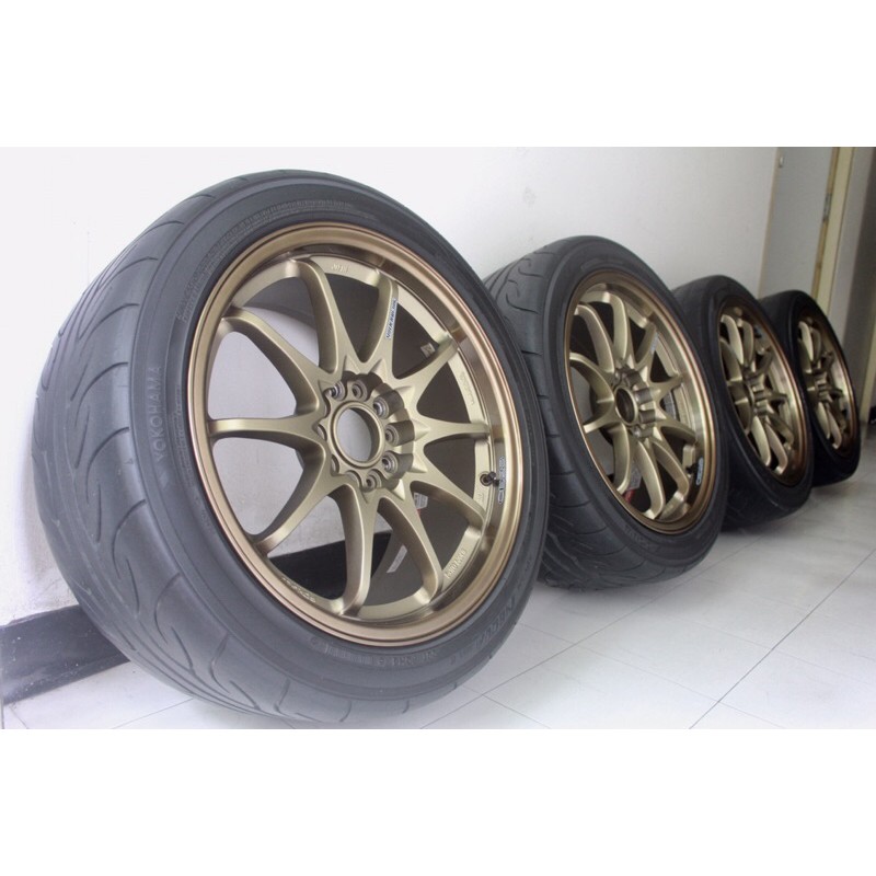 CE28 ขอบ17  5/114.3 กว้าง8" offset38 งาน Promax สีปีเก่า พร้อมยาง AD08 215/45/17 , 225/45/17