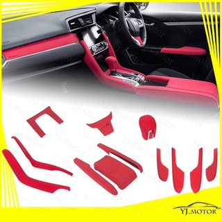 ฝาครอบเกียร์ หนังกลับ ขนเฟอร์เทียม สําหรับ Honda Civic FC ปี 2016-2020 Faux Fur Suede Interior Cover