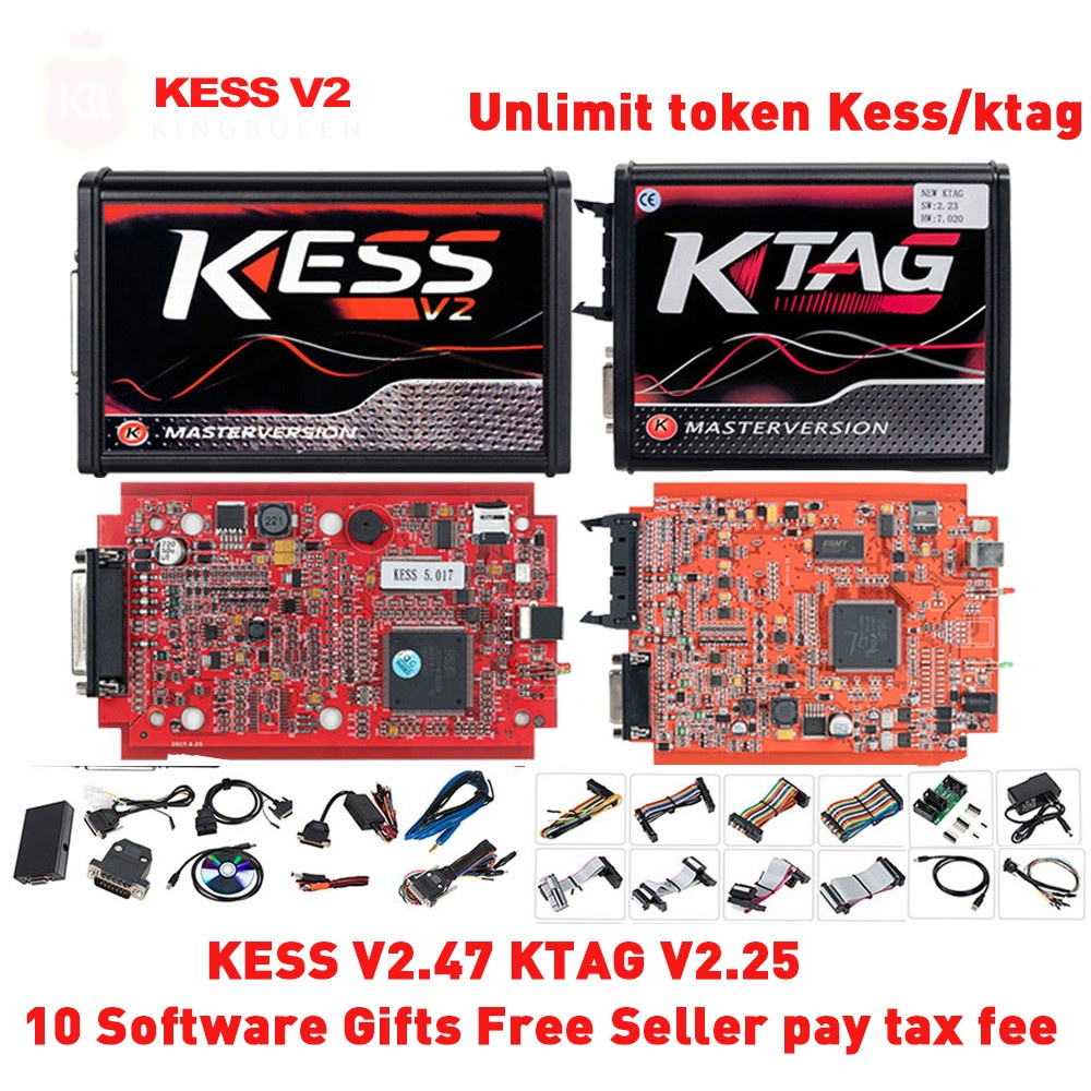 Kessv2 v2.53 v5.017 eu ชุดเครื่องมือปรับแต่งเครือข่าย ktag v2.25 v7.020 4 led master kess v2 led bdm กรอบ ktag ecu โปรแกรมเมอร์