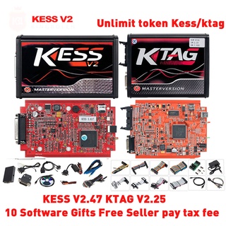 Kessv2 v2.53 v5.017 eu ชุดเครื่องมือปรับแต่งเครือข่าย ktag v2.25 v7.020 4 led master kess v2 led bdm กรอบ ktag ecu โปรแกรมเมอร์