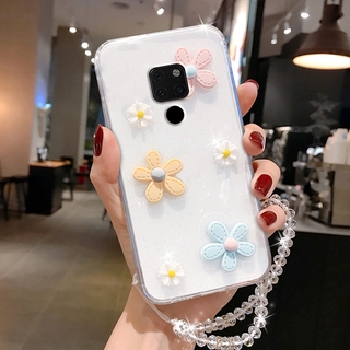 3D Cuty Daisy Flower Clear Soft Case For Huawei Y6S Y7 Y6 Y5 2019 Nova 2i 2 Lite Y MAX Mate 20X 10 Lite Mate 9 Bling Glitter Clear Silicone Protection Phone  Back Cover