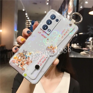 เคสโทรศัพท์ OPPO Reno6 Pro 5G / OPPO Reno6 Z 5G Cute Cartoon Bear With Wristband Holder Silicone Casing Colorful Cherry Blossoms Back Cover เคส OPPO รีโน่ รีโน่6Z รีโน่6Pro Reno6Pro Reno6Z Reno 6Z 6Pro 6 Z Pro Soft Case