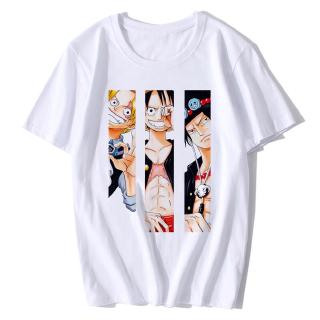 เสื้อยืดคอก ลมแขนสั้นพิมพ์ลาย luffy saboo ace แฟชั่นฤดูร้อนสําหรับผู้ชาย