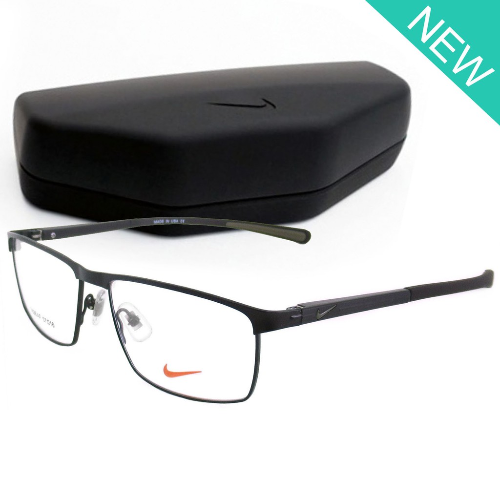 Nike Fashion แว่นตา สีน้ำตาล กรอบเต็ม ขาสปริง สแตนเลส สตีล (สำหรับตัดเลนส์) กรอบแว่นตา Eyewear Top G