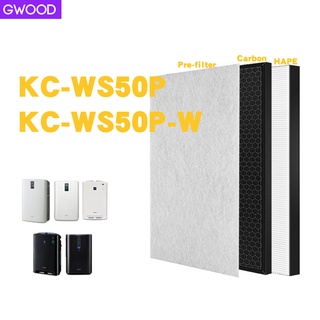 GWOOD แผ่นกรองสำรองสำหรับเครื่องฟอกอากาศ Sharp รุ่น  KC-WS50P KC-WS50P-W  แผ่นกรอง