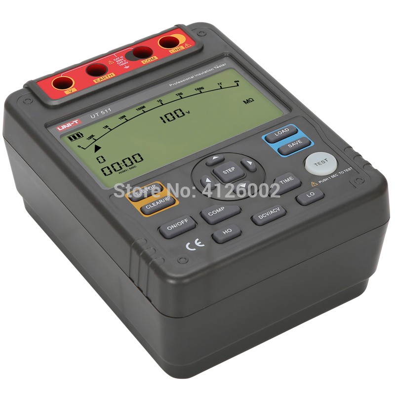 UNI-T UT511 UT512 เครื่องทดสอบความต้านทานฉนวน 1000V ช่วงอัตโนมัติดิจิตอล Megohmmeter ข้อมูลการจัดเก็