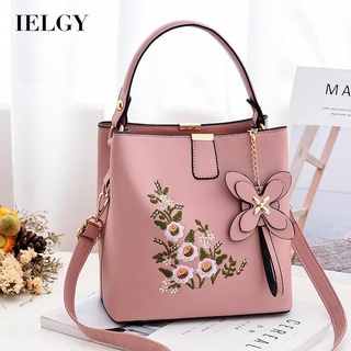 IELGY womens fashion casual embroidered Korean bucket bag